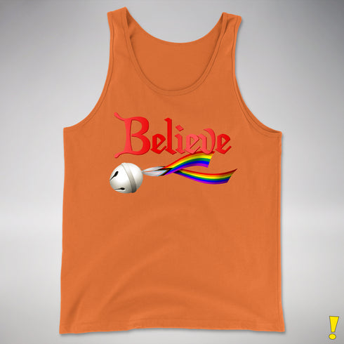 Believe Progress Pride LGBTQ Jingle Bell Premium Tank Top - Orange